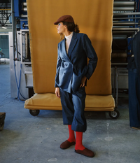 Wide-Leg Pinstripe Trousers