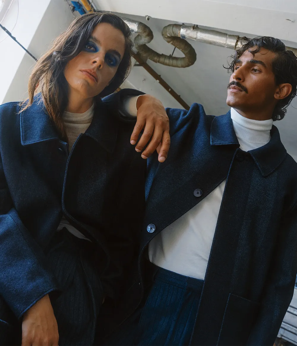 Two-Tone Striped Overcoat